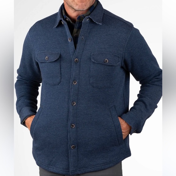 Taylor Vintage PUREtec cool® Sherpa Fleece Shirt Jacket in Navy Heather Sz S NWT - Picture 4 of 9